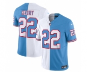Men's Tennessee Titans #22 Derrick Henry White Blue 2023 F.U.S.E. Split Vapor Limited Throwback Football Stitched Jersey