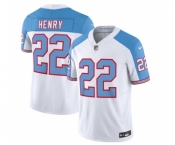 Men's Tennessee Titans #22 Derrick Henry White Blue 2023 F.U.S.E. Vapor Limited Throwback Football Stitched Jersey