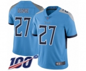 Men's Tennessee Titans #27 Eddie George Light Blue Alternate Vapor Untouchable Limited Player 100th Season Football Jersey