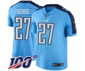 Men's Tennessee Titans #27 Eddie George Limited Light Blue Rush Vapor Untouchable 100th Season Football Jersey