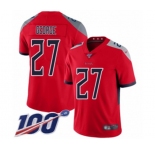 Men's Tennessee Titans #27 Eddie George Limited Red Inverted Legend 100th Season Football Jersey