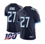 Men's Tennessee Titans #27 Eddie George Navy Blue Team Color Vapor Untouchable Limited Player 100th Season Football Jersey