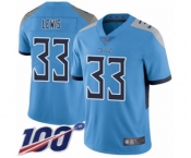 Men's Tennessee Titans #33 Dion Lewis Light Blue Alternate Vapor Untouchable Limited Player 100th Season Football Jersey