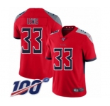 Men's Tennessee Titans #33 Dion Lewis Limited Red Inverted Legend 100th Season Football Jersey