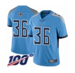 Men's Tennessee Titans #36 LeShaun Sims Light Blue Alternate Vapor Untouchable Limited Player 100th Season Football Jersey