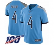 Men's Tennessee Titans #4 Ryan Succop Light Blue Alternate Vapor Untouchable Limited Player 100th Season Football Jersey