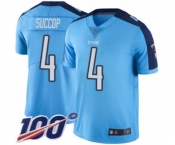 Men's Tennessee Titans #4 Ryan Succop Limited Light Blue Rush Vapor Untouchable 100th Season Football Jersey