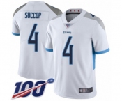 Men's Tennessee Titans #4 Ryan Succop White Vapor Untouchable Limited Player 100th Season Football Jersey