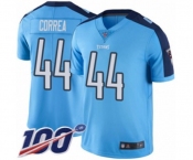 Men's Tennessee Titans #44 Kamalei Correa Limited Light Blue Rush Vapor Untouchable 100th Season Football Jersey