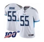 Men's Tennessee Titans #55 Jayon Brown White Vapor Untouchable Limited Player 100th Season Football Jersey