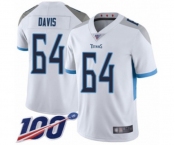 Men's Tennessee Titans #64 Nate Davis White Vapor Untouchable Limited Player 100th Season Football Jersey