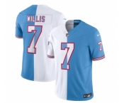 Men's Tennessee Titans #7 Malik Willis White Blue 2023 F.U.S.E. Split Vapor Limited Throwback Football Stitched Jersey