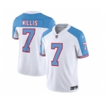 Men's Tennessee Titans #7 Malik Willis White Blue 2023 F.U.S.E. Vapor Limited Throwback Football Stitched Jersey