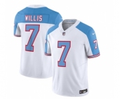 Men's Tennessee Titans #7 Malik Willis White Blue 2023 F.U.S.E. Vapor Limited Throwback Football Stitched Jersey
