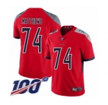 Men's Tennessee Titans #74 Bruce Matthews Limited Red Inverted Legend 100th Season Football Jersey