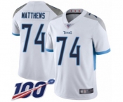 Men's Tennessee Titans #74 Bruce Matthews White Vapor Untouchable Limited Player 100th Season Football Jersey