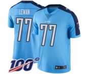Men's Tennessee Titans #77 Taylor Lewan Limited Light Blue Rush Vapor Untouchable 100th Season Football Jersey