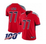 Men's Tennessee Titans #77 Taylor Lewan Limited Red Inverted Legend 100th Season Football Jersey