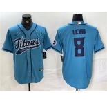 Men's Tennessee Titans #8 Will Levis Blue With Patch Cool Base Stitched Baseball Jersey