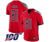 Men's Tennessee Titans #81 Jonnu Smith Limited Red Inverted Legend 100th Season Football Jersey