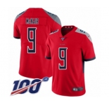 Men's Tennessee Titans #9 Steve McNair Limited Red Inverted Legend 100th Season Football Jersey