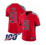 Men's Tennessee Titans #91 Cameron Wake Limited Red Inverted Legend 100th Season Football Jersey