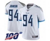 Men's Tennessee Titans #94 Austin Johnson White Vapor Untouchable Limited Player 100th Season Football Jersey