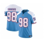 Men's Tennessee Titans #98 Jeffery Simmons Blue White 2023 F.U.S.E. Vapor Limited Throwback Football Stitched Jersey