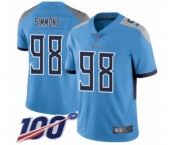 Men's Tennessee Titans #98 Jeffery Simmons Light Blue Alternate Vapor Untouchable Limited Player 100th Season Football Jersey