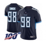 Men's Tennessee Titans #98 Jeffery Simmons Navy Blue Team Color Vapor Untouchable Limited Player 100th Season Football Jersey