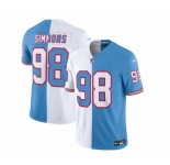 Men's Tennessee Titans #98 Jeffery Simmons White Blue 2023 F.U.S.E. Split Vapor Limited Throwback Football Stitched Jersey