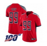 Men's Tennessee Titans #99 Jurrell Casey Limited Red Inverted Legend 100th Season Football Jersey