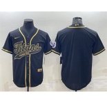 Men's Tennessee Titans Blank Black Gold With Patch Cool Base Stitched Baseball Jersey