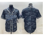 Men's Tennessee Titans Blank Gray Camo With Patch Cool Base Stitched Baseball Jersey