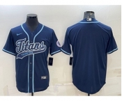 Men's Tennessee Titans Blank Navy With Patch Cool Base Stitched Baseball Jersey