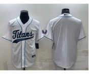 Men's Tennessee Titans Blank White With Patch Cool Base Stitched Baseball Jersey