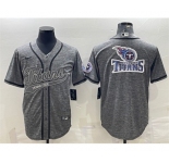 Men's Tennessee Titans Gray Team Big Logo With Patch Cool Base Stitched Baseball Jersey