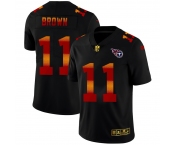Tennessee Titans #11 A.J. Brown Men's Black Nike Red Orange Stripe Vapor Limited NFL Jersey