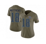 Women Nike Tennessee Titans #18 Rishard Matthews Limited Olive 2017 Salute to Service NFL Jersey