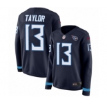 Women's Nike Tennessee Titans #13 Taywan Taylor Limited Navy Blue Therma Long Sleeve NFL Jersey