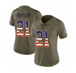 Women's Nike Tennessee Titans #21 Malcolm Butler Limited Olive USA Flag 2017 Salute to Service NFL Jersey