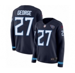 Women's Nike Tennessee Titans #27 Eddie George Limited Navy Blue Therma Long Sleeve NFL Jersey
