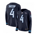 Women's Nike Tennessee Titans #4 Ryan Succop Limited Navy Blue Therma Long Sleeve NFL Jersey