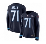 Women's Nike Tennessee Titans #71 Dennis Kelly Limited Navy Blue Therma Long Sleeve NFL Jersey