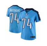 Women's Nike Tennessee Titans #74 Bruce Matthews Limited Light Blue Rush NFL Jersey