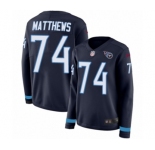 Women's Nike Tennessee Titans #74 Bruce Matthews Limited Navy Blue Therma Long Sleeve NFL Jersey