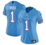Women's Tennessee Titans #1 Cameron Ward Light Blue 2026 F.U.S.E. Vapor Limited Stitched Football Jersey
