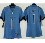 Women's Tennessee Titans #1 Cameron Ward Limited Blue Vapor Jersey