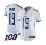 Women's Tennessee Titans #19 Tajae Sharpe White Vapor Untouchable Limited Player 100th Season Football Jersey