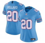 Women's Tennessee Titans #20 Tony Pollard Light Blue 2026 F.U.S.E. Vapor Limited Stitched Football Jersey